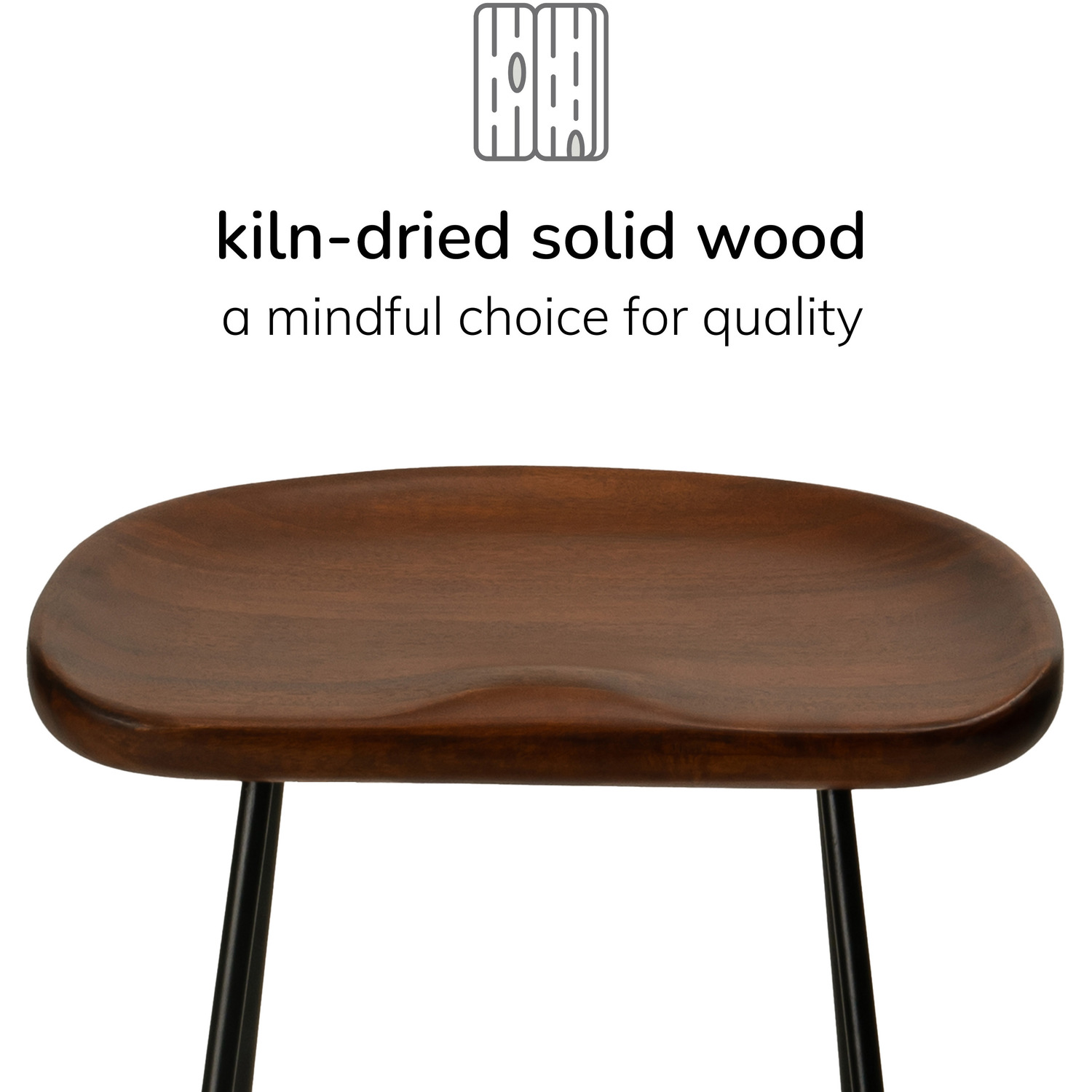 Ember Round Saddle Seat Solid Wood Counter Stool - Walnut 66cm