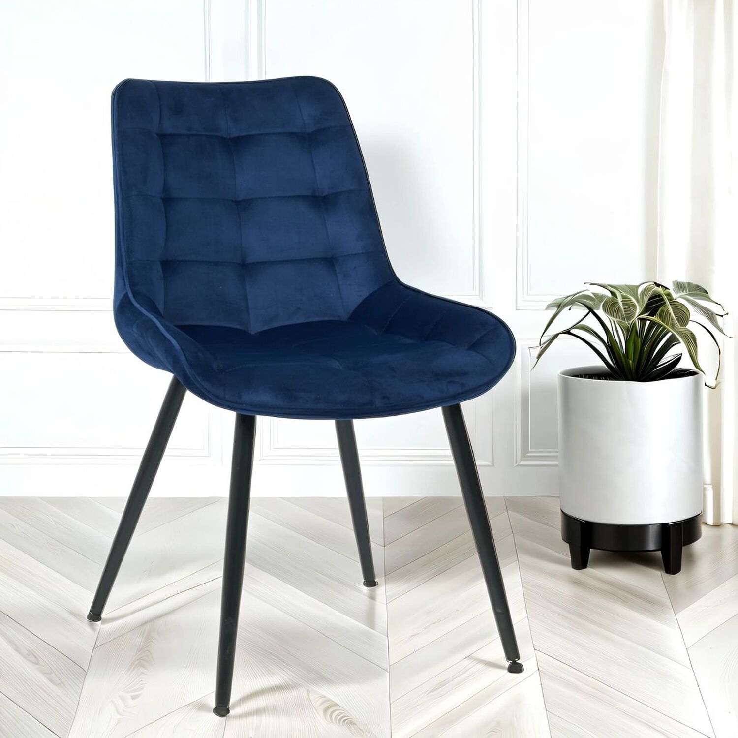 Velvita Luxury Velvet Dining Chair - Blue 2 Metal Velvet