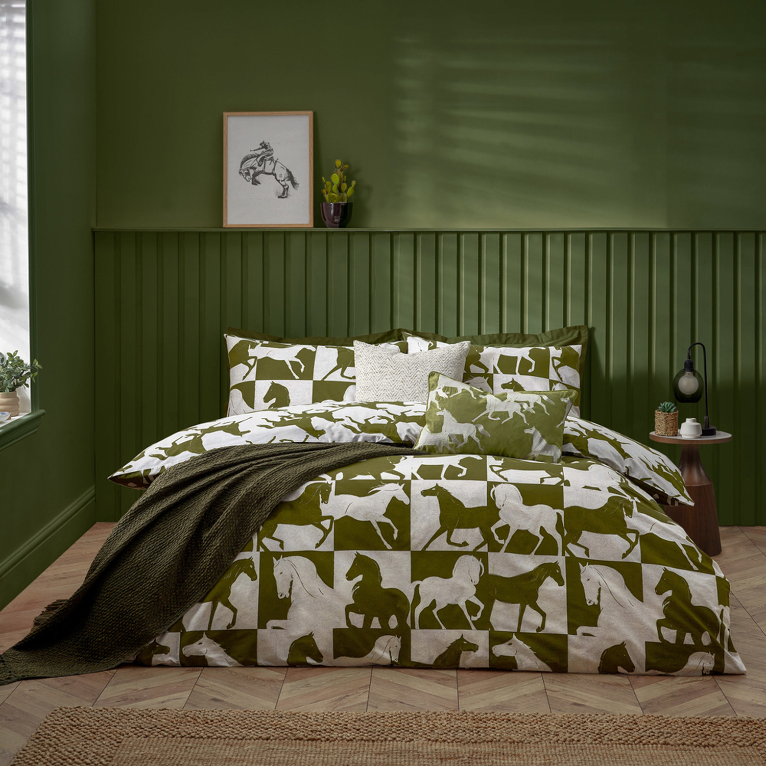Herve Reversible Duvet Cover Set - Olive / Super King