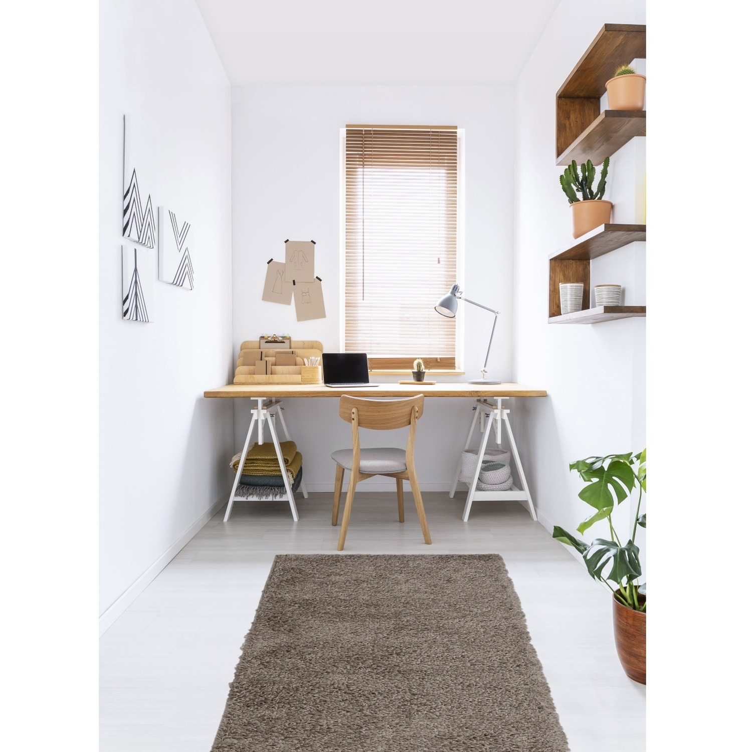Super Soft Venus Shaggy Snuggly Dark Beige Area Rug - Dark Natural / 67x200cm
