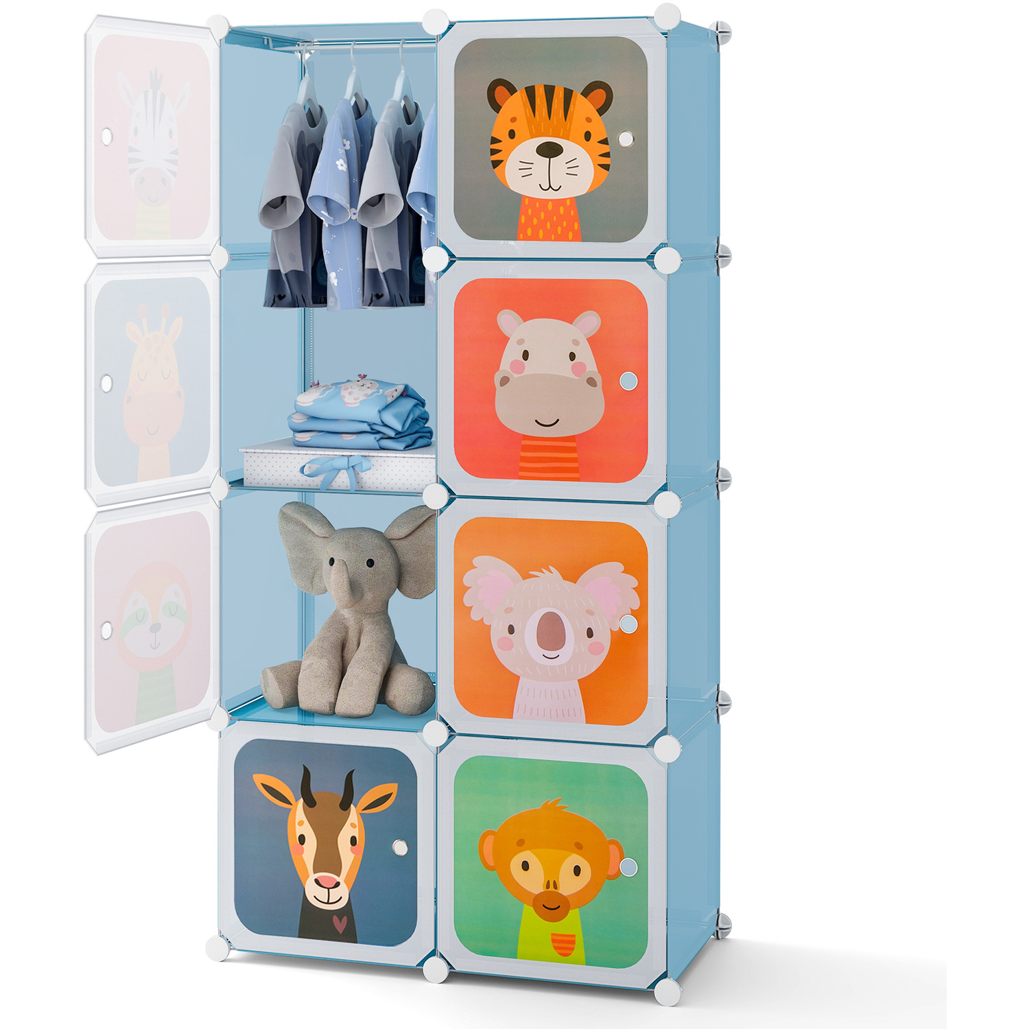 8-cube Kids Wardrobe Baby Closet - Blue