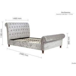 Grey / Double Birlea Castello Bed Steel Crushed Velvet shot 6875780