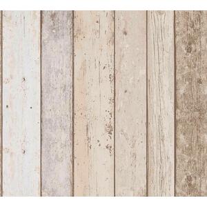 Beige, Neutral Shabby Beach Wood Effect Wallpaper shot 7029569