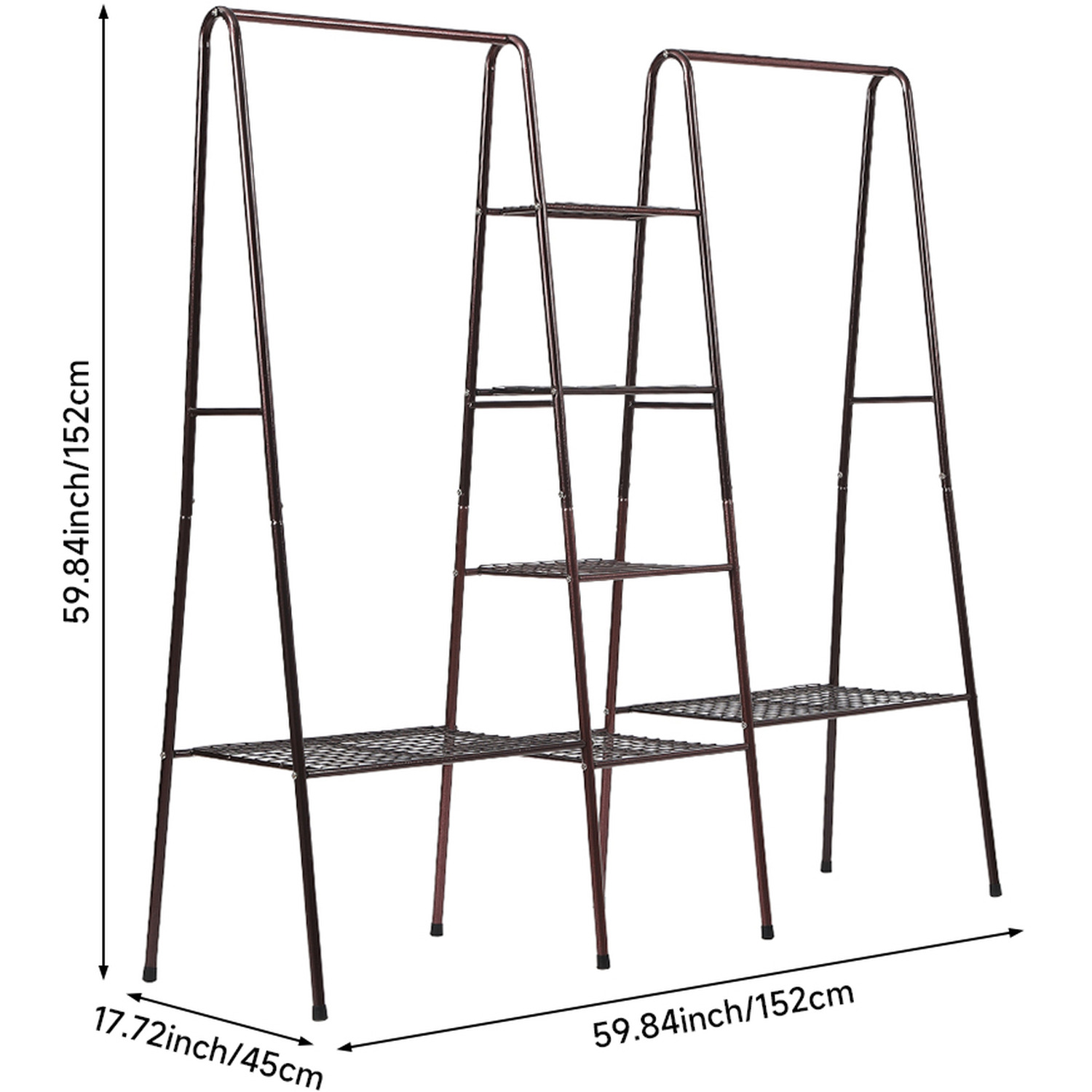 Freestanding Clothing Rack with Multi-Tier Grid Shelves