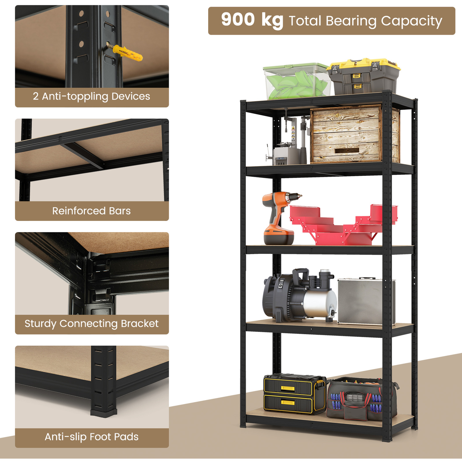 5-Tier Garage Storage Utility Shelves