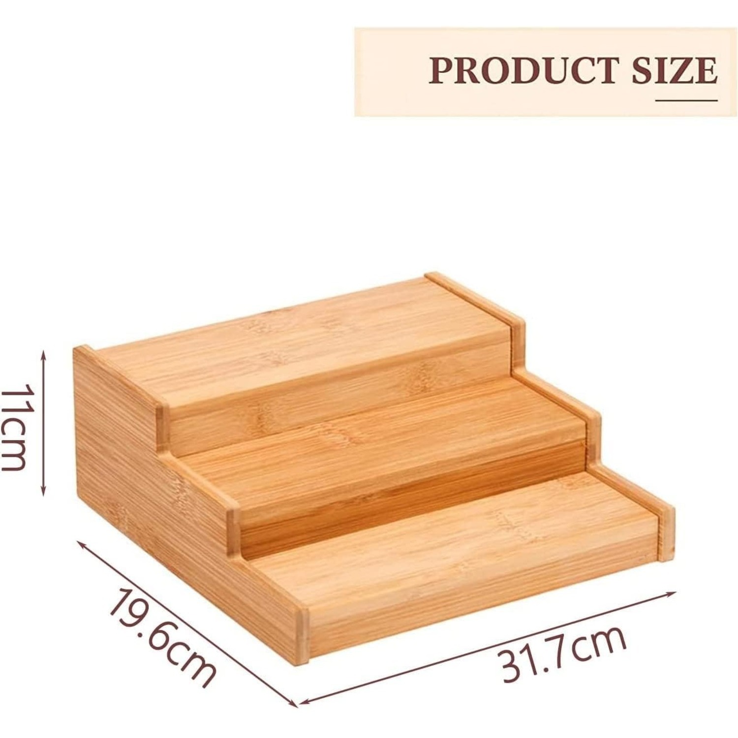 Expandable Bamboo Spice Rack Kitchen Organizer 3 Tier