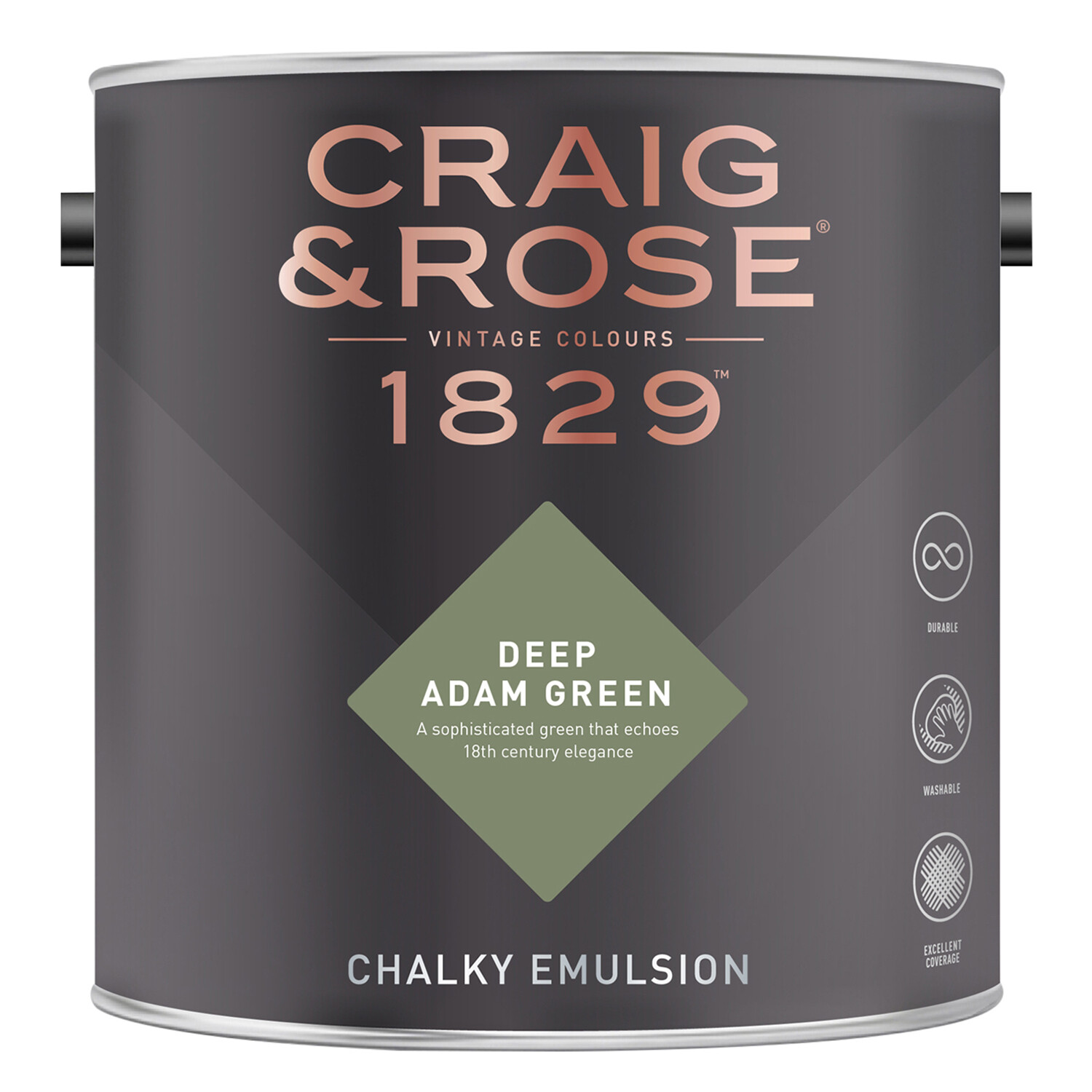 Craig & Rose 1829 Deep Adam Green Chalky Emulsion Paint, 2.5L