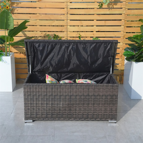 Abrihome 243L Iron Outdoor Rattan Storage Box