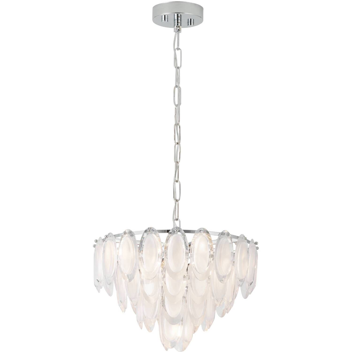 Eglo Carvario Satin Glass Pendant Chandelier Light - Chrome