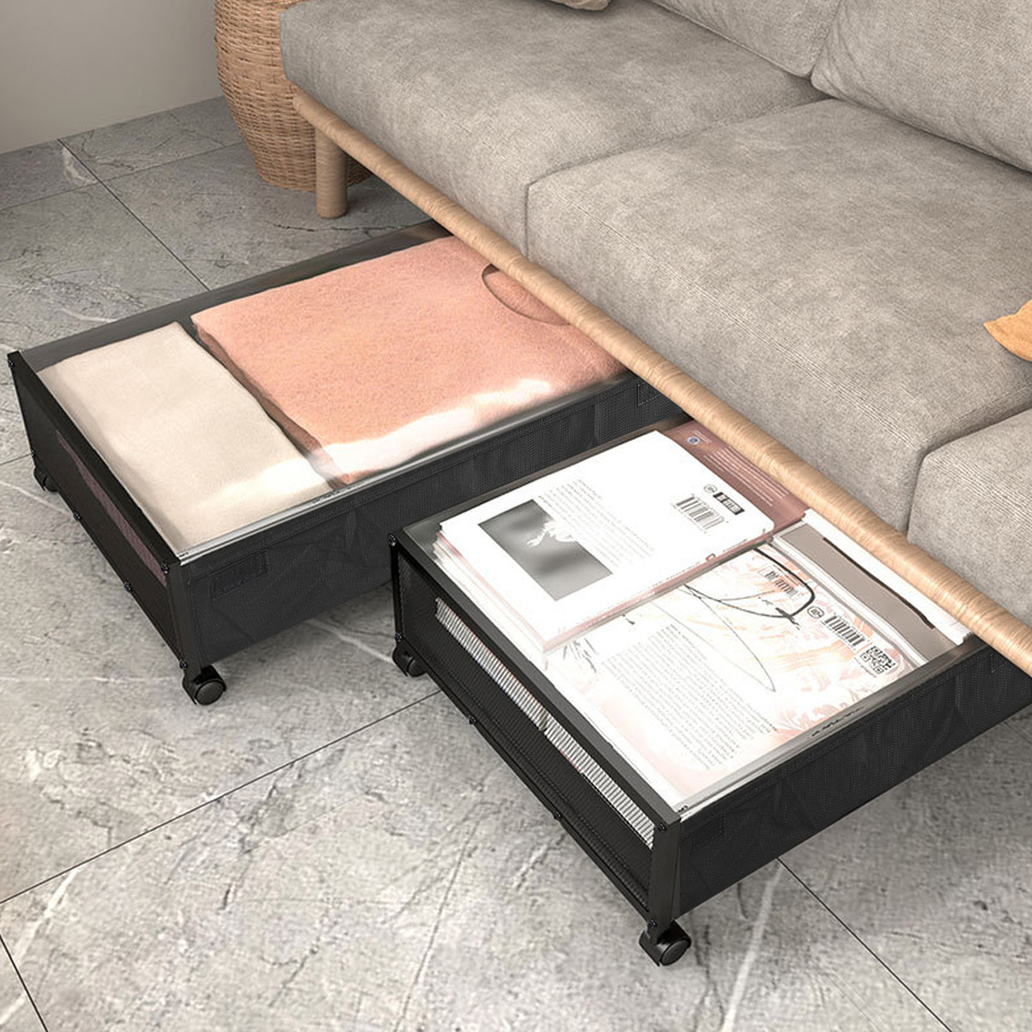 Image of 2-Piece Under-Bed Storage Containers with Wheels&hellip;