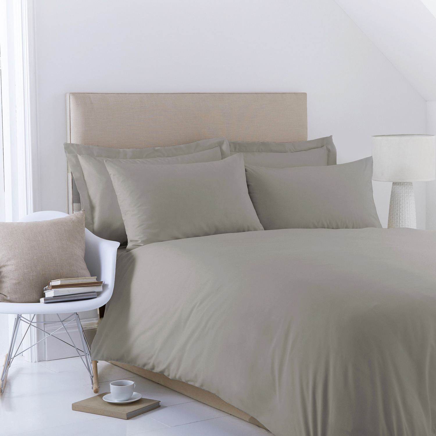 Charlotte Thomas Poetry Plain Dyed Duvet Cover Set - Dark Grey / Single / 1 Duvet cover and 1 Housewife pillowcases
