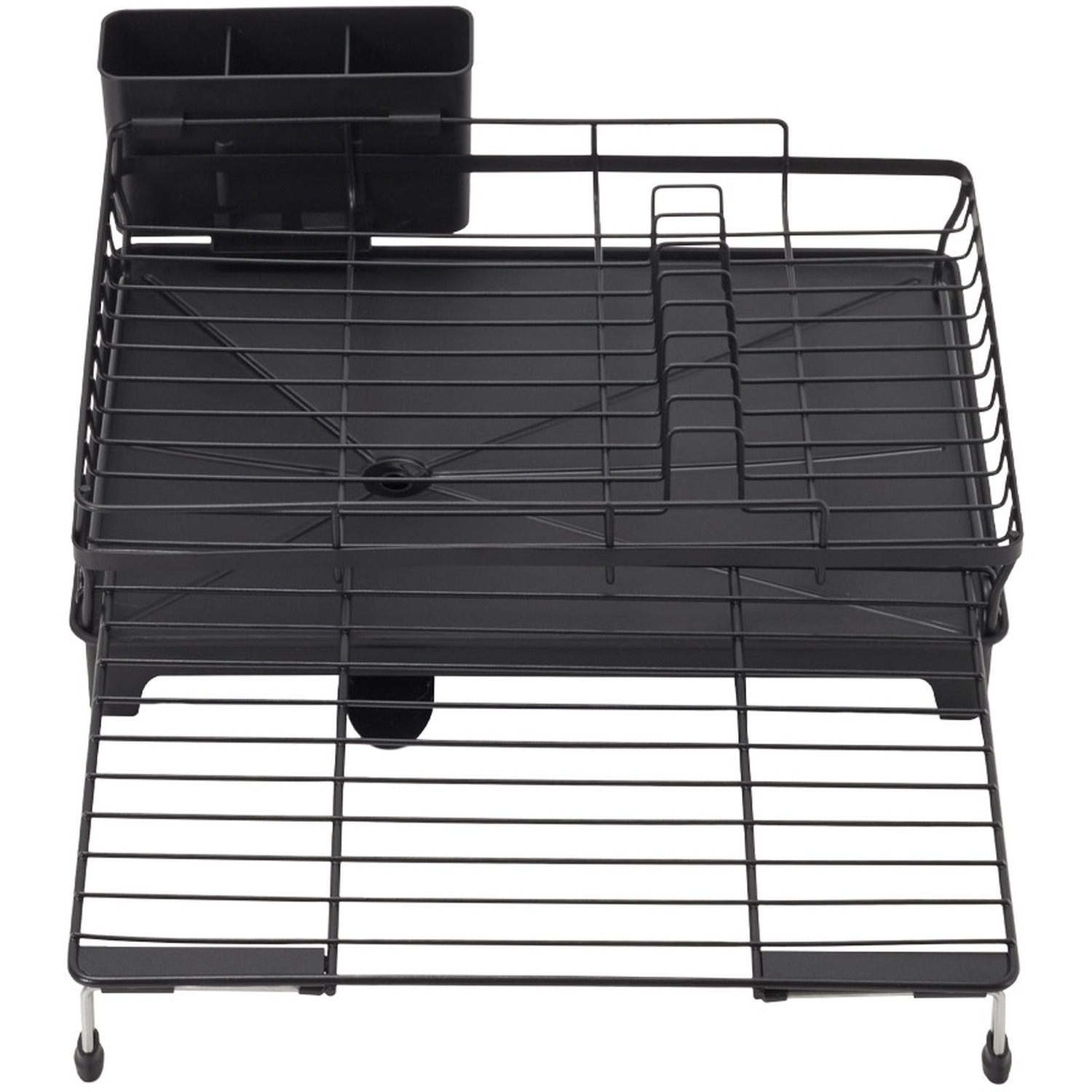Livingandhome Retractable Dish Drainer With Tray - Black / 35 - 54 Cm