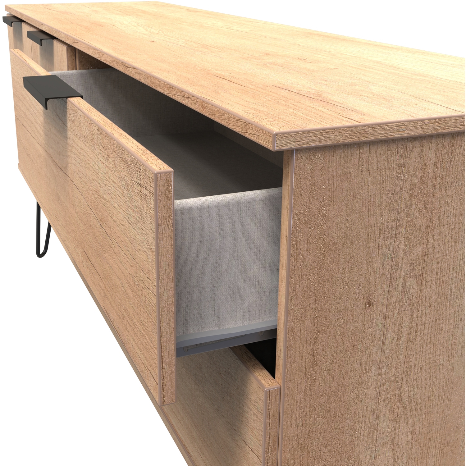 Hong Kong C Ready Assembled 2 Drawer 2 Door Wide Sideboard - Nebraska Oak