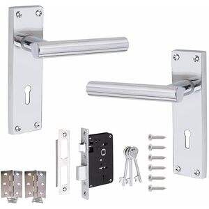 Victorian Delta T-Bar Door Handle 3 Lever Lock Hinge Set