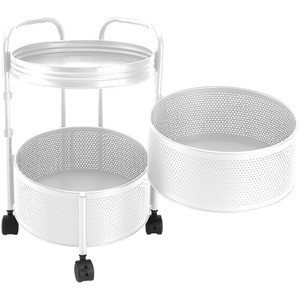 Livingandhome 2-Tier Rotating Kitchen Storage Trolley