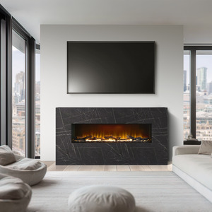 Acantha Bloc Pre-Built Black Marble Effect Fully Inset Media Wall Suite