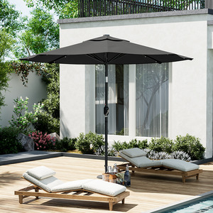 Garden Parasol with Crank and 24 Solar Lights