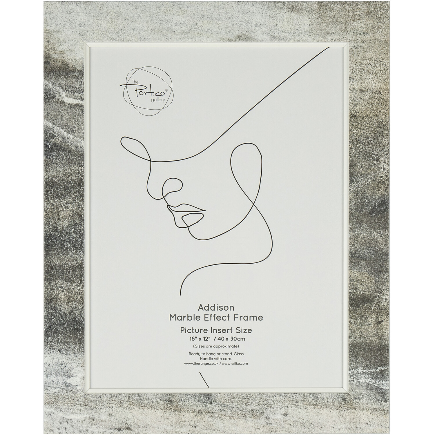 Addison Marble Effect Frame - Grey / 16 x 12in