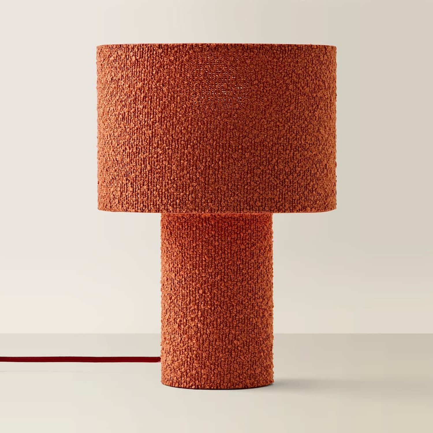 Image of Ash Boucle Table Lamp with Drum&hellip;