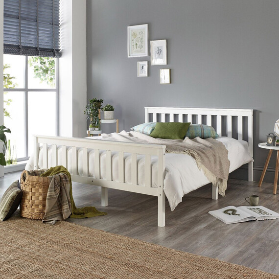 Aspire Atlantic Wood Bed Frame in White