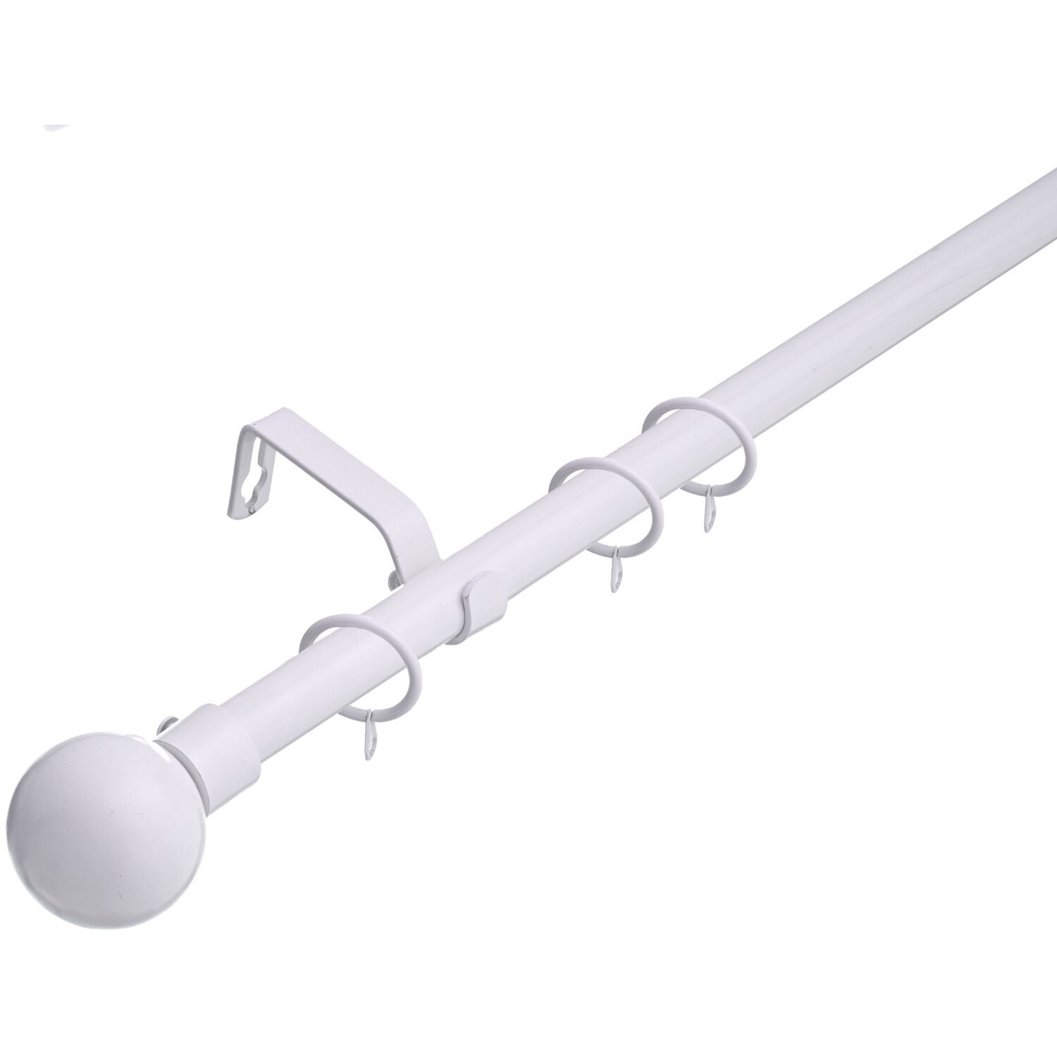 19 mm Extendable Metal Curtain Poles Rods - White / 120cm