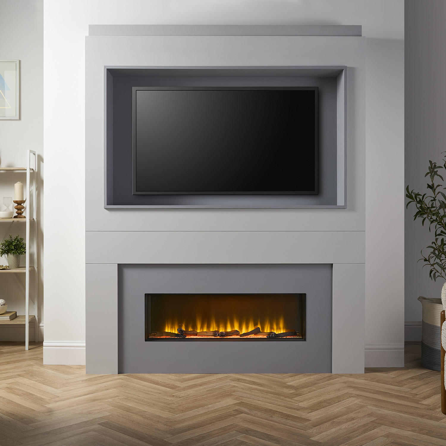 Large Wall Inset Adam Sahara Pre-Built Fully Inset Media Wall 2 with TV Recess