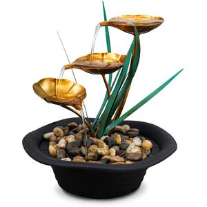Indoor Water Fountain Lotus Design with LED Lights Table Top