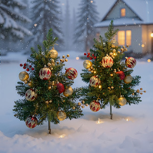 Lifeideas Set of 2 Pre-Lit Artificial Christmas Tree 35.5*69cm