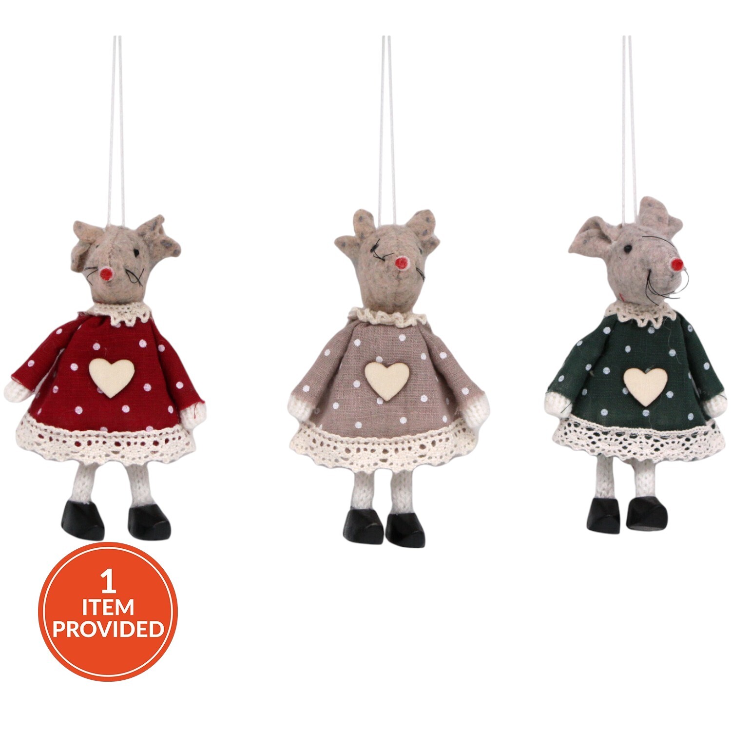A Timeless Christmas Hanging Polka Mouse Decoration