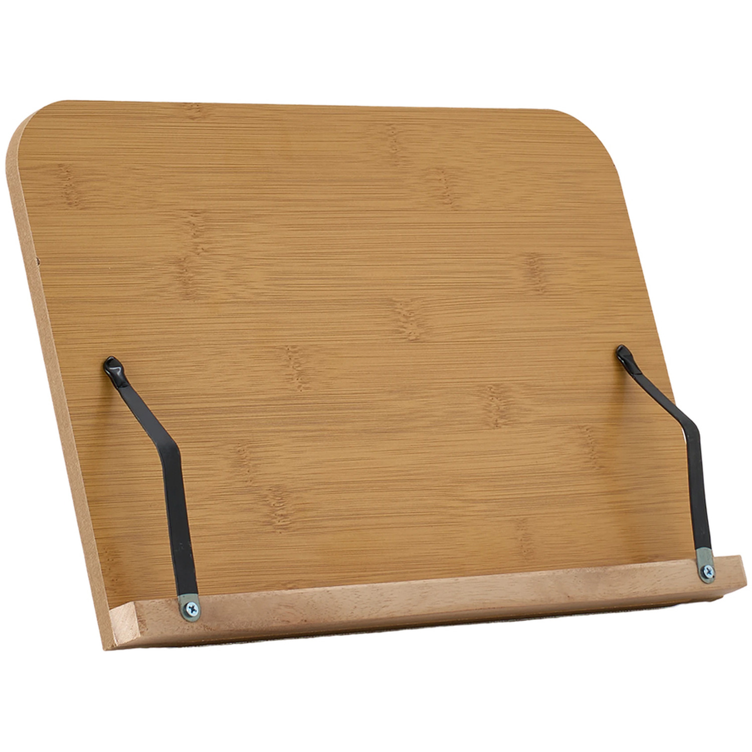 Adjustable Book Stand And Holder With Page Clips - Natural Wood 28cm