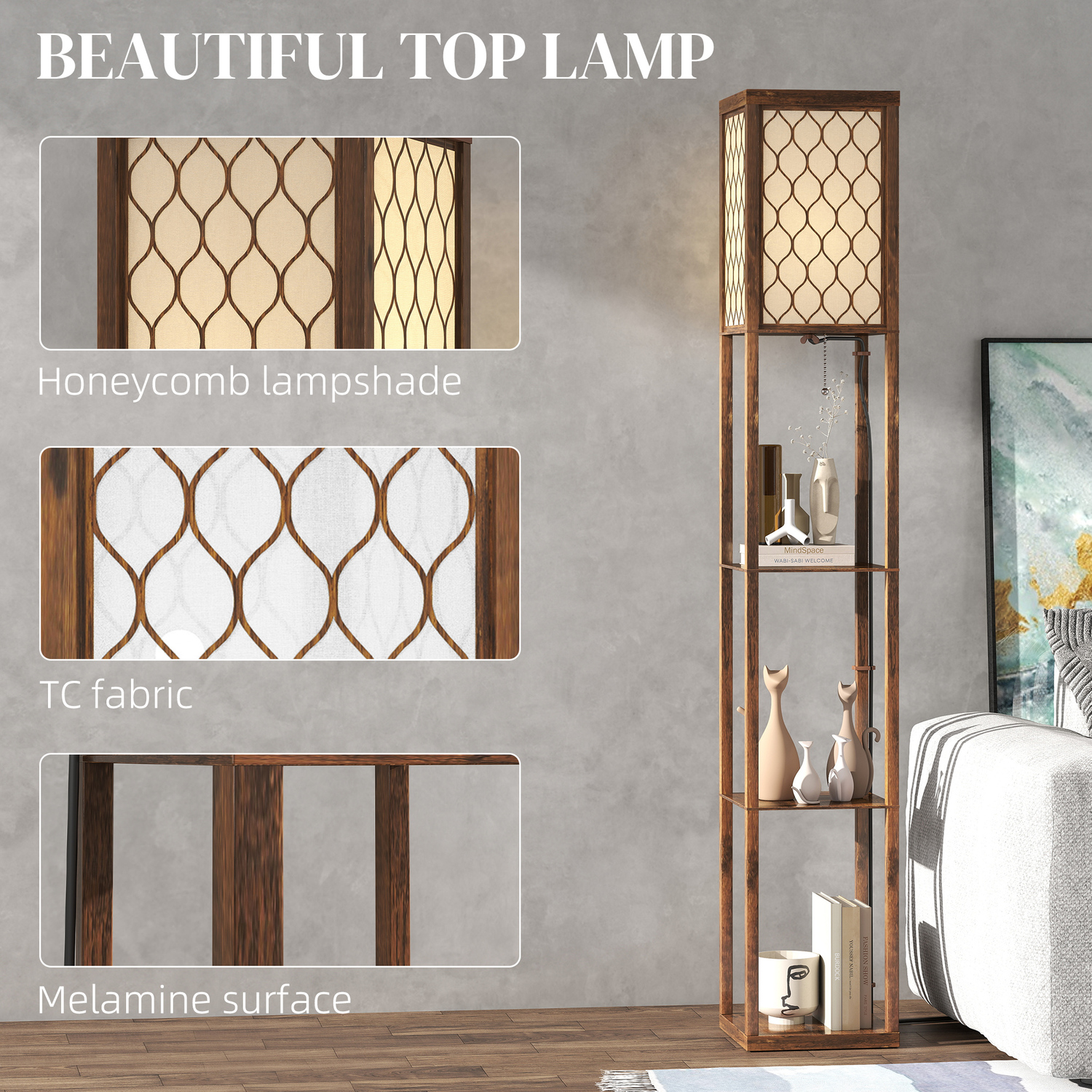 Image of HOMCOM Floor Lamp Light with 3&hellip;