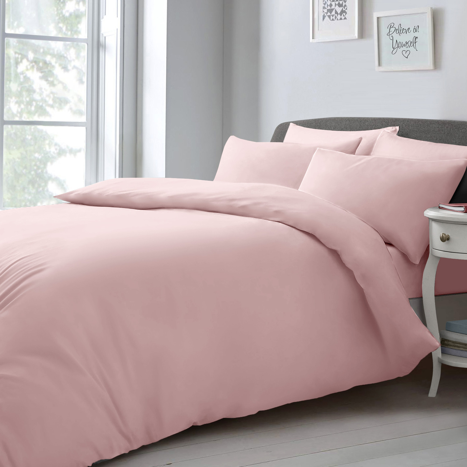 Soft Touch Plain Microfibre Duvet Cover And Pillowcase Set - Pink Single