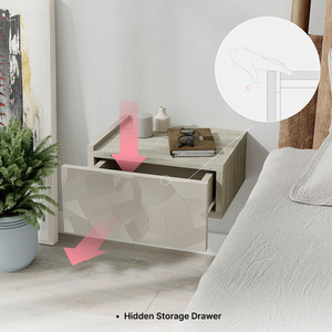 Sandstone, Travertine Wall Bedside Table with Drawer Handleless Nightstand shot 11999104