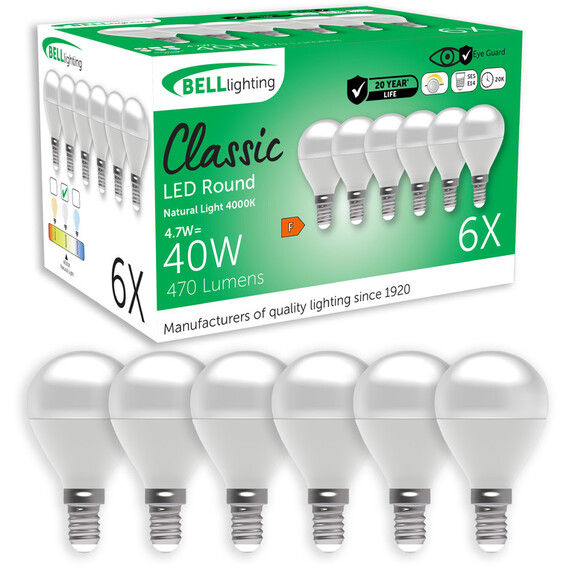 E14 Edison Screw Dimmable LED Golf Ball Light Bulbs Natural White 4.7 W