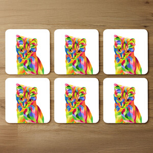 Animal Cat Illustration Pop Art Designer Coaster Set