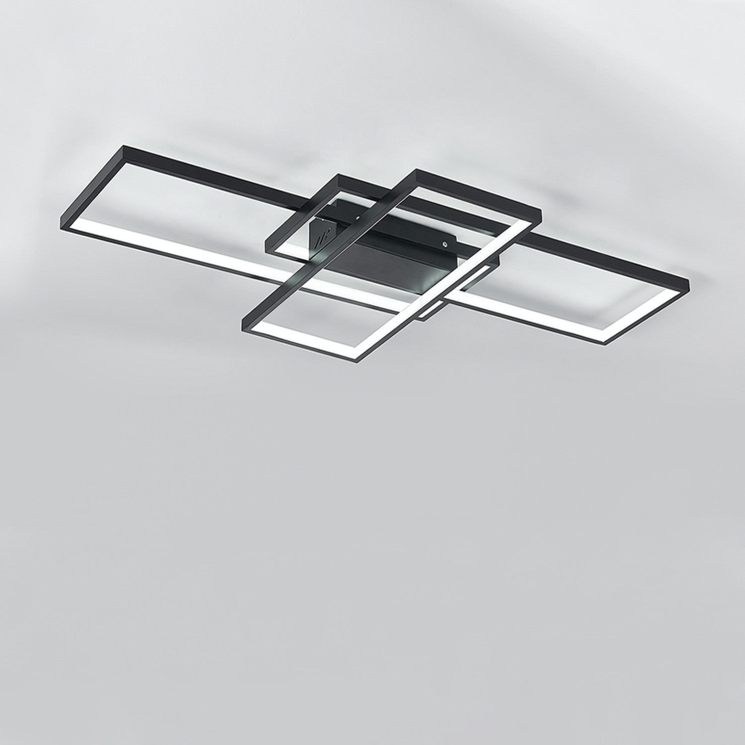 Rectangular Led Semi Flush Ceiling Light - Black 8 X 90cm