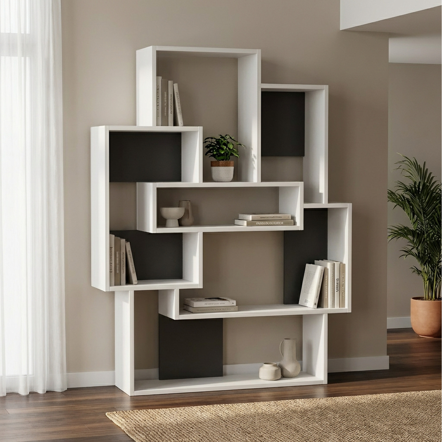 Decortie Barce Modern Wall Mounted Bookcase - Anthracite Grey