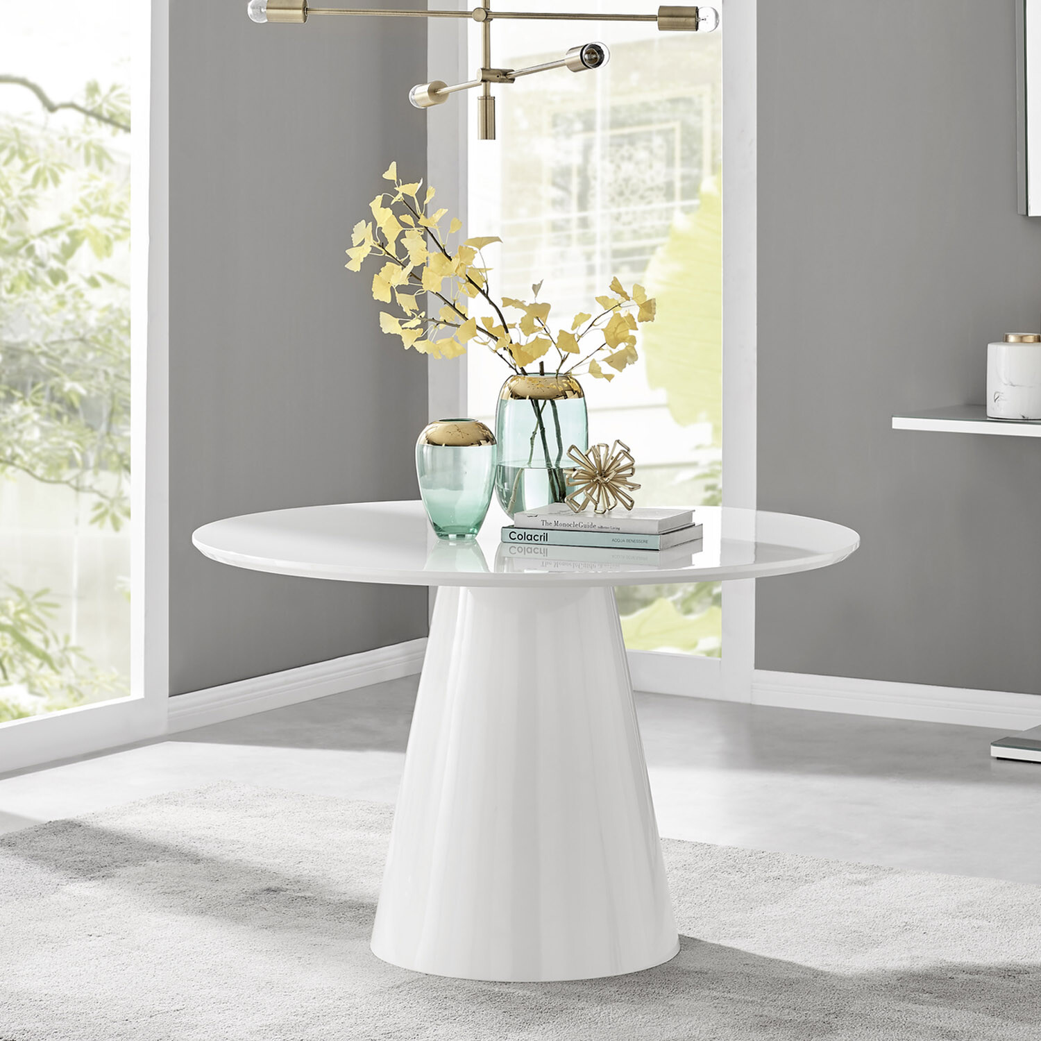 Furnitureboxuk Palma White High Gloss Round Modern Kitchen Dining Table - White