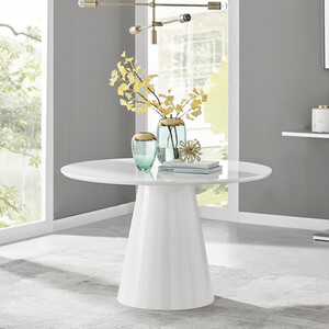 Palma White High Gloss Round Modern Kitchen Dining Table