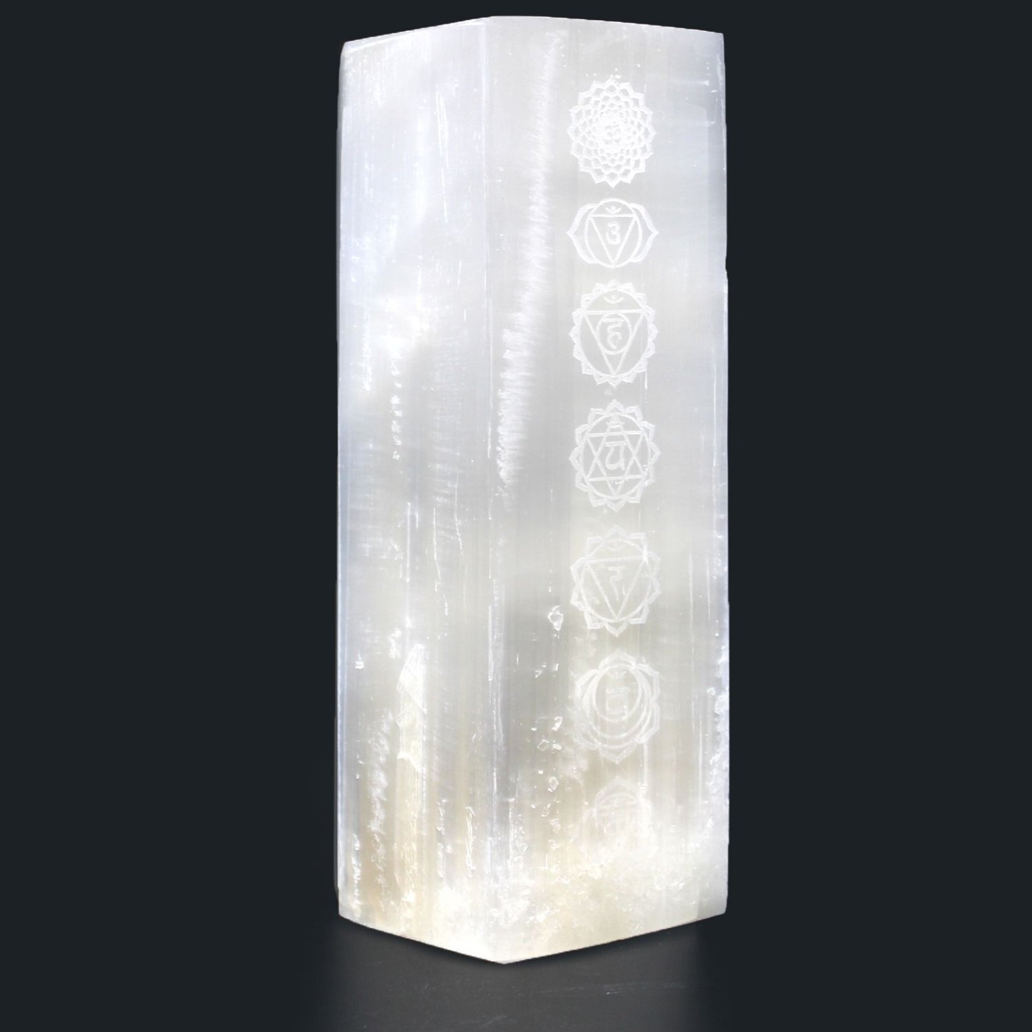 Selenite Block Lamp 25cm - Chakra, Meditation  Relaxation Light - Grey