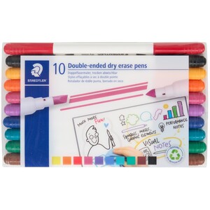 Pack of 10 Double Ended Dry Erase Pens