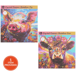 Rainbow Cow or Rainbow Pig Crystal Canvas Kit