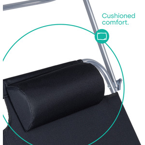 Black LIVIVO Folding Sun Lounger with Sun Shade Black shot 12868364