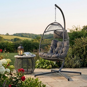 Chara Egg Hanging Chair with Stand Black