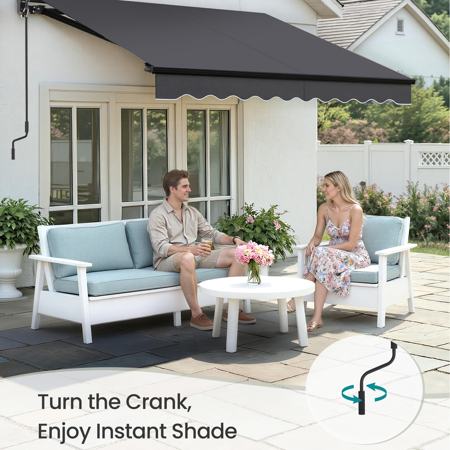 Image of SONGMICS Retractable Awning for Patio,300 x&hellip;