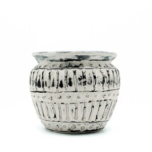 Greek Clay Plant Pot - Cream, 12cm - Handmade, Elegant Home Decor