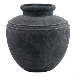 Wyld Haus Large Dark Grey Ceramic Etched Top Planter 390mm