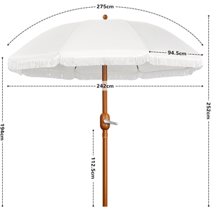 Cream / 242cm 8-Rib Garden Parasol with Fringe shot 13115504