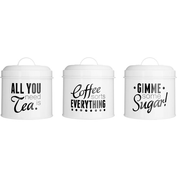 Pun and Games Set Of 3 Round Canisters