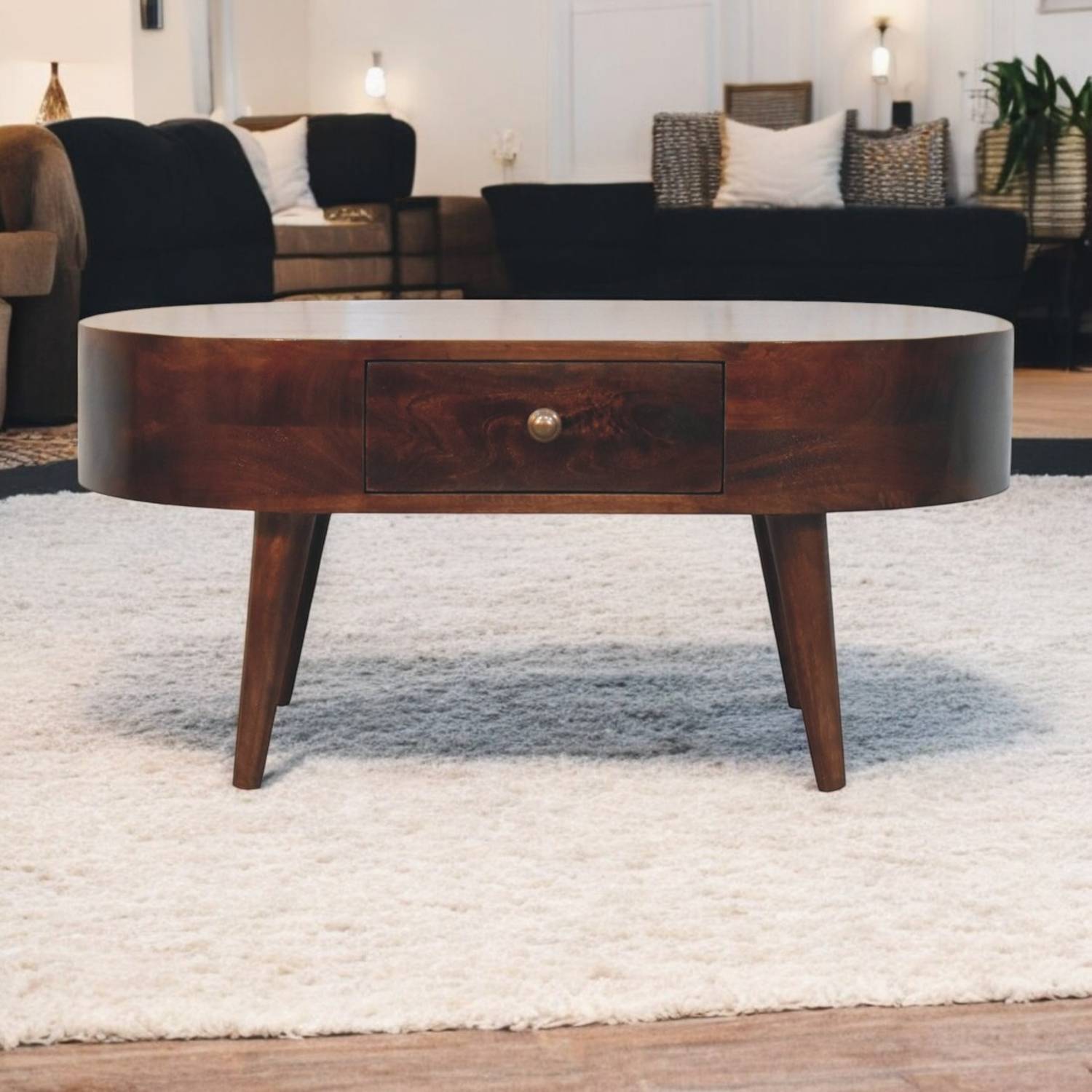 Artisan Furniture Solid Wood California Walnut Rounded Coffee Table - Brown